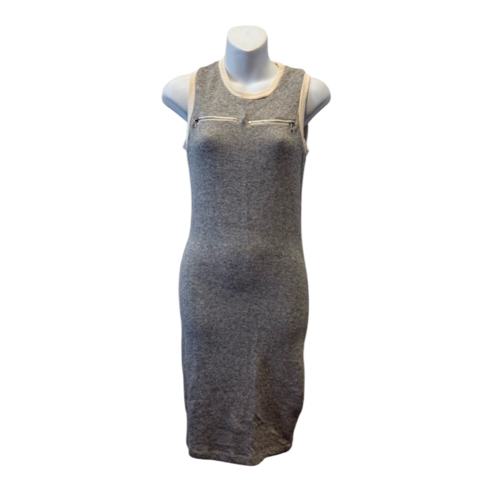 Pencey Gray and Cream Midi Dress